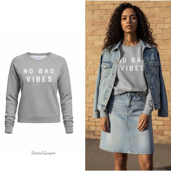 Spiritual Gangster Tops - Spiritual Gangster No BAD VIBES Crew Neck Savasana Sweatshirt Women Size M NWT